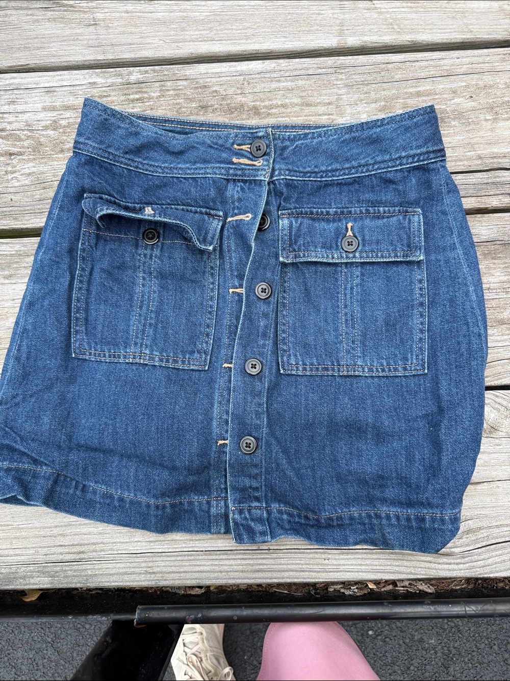 GAP Blue Denim Button-Front Mini Skirt